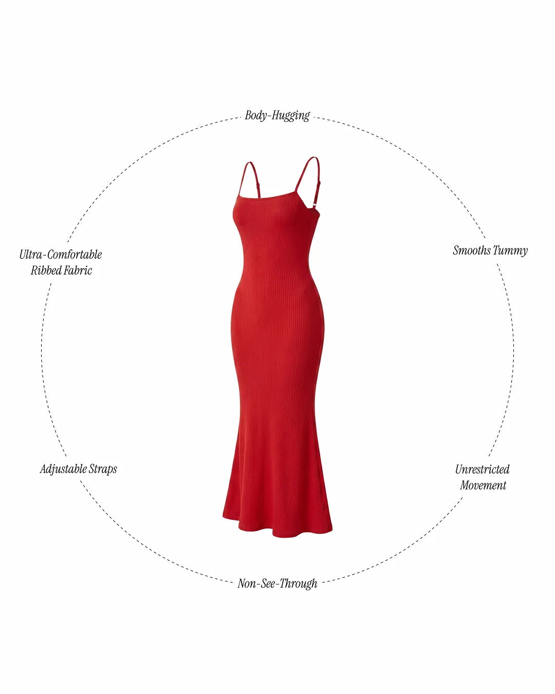 Cherry Ribbed Sculpting Slip Dress