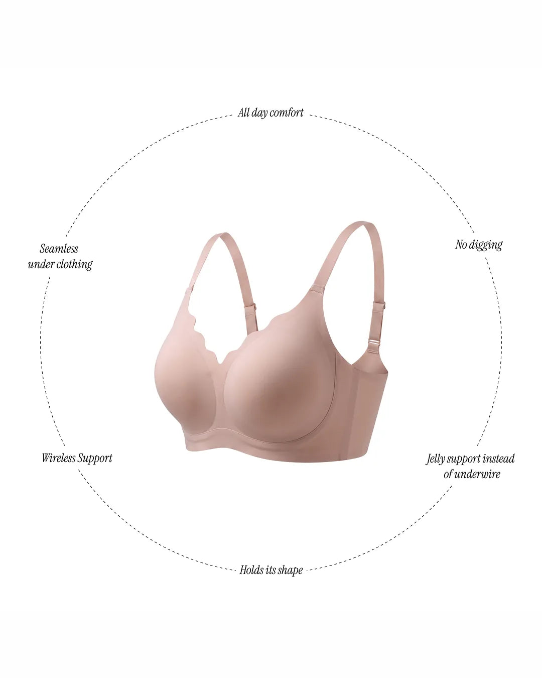 Shaping Wireless Scalloped Jelly Bra | Beige