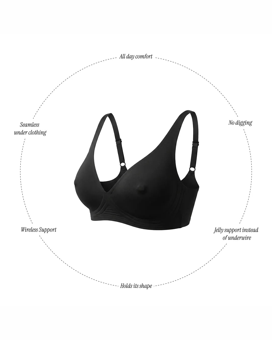 Shaping Wireless Push Up Nipple Jelly Bra | Midnight