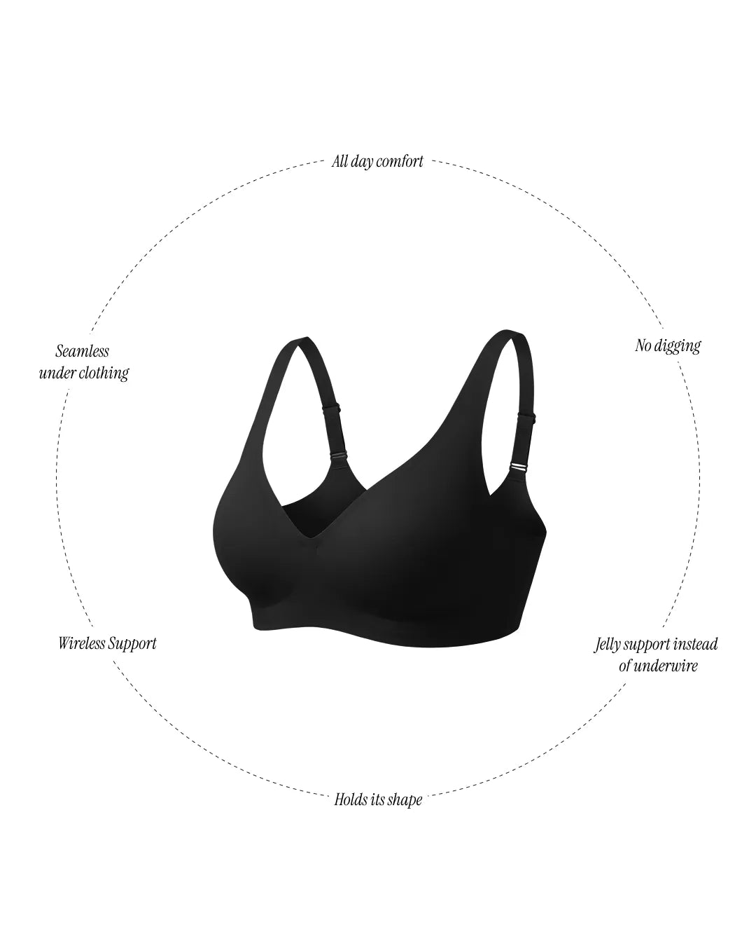 Shaping Wireless Deep-V Push Up Jelly Bra | Midnight