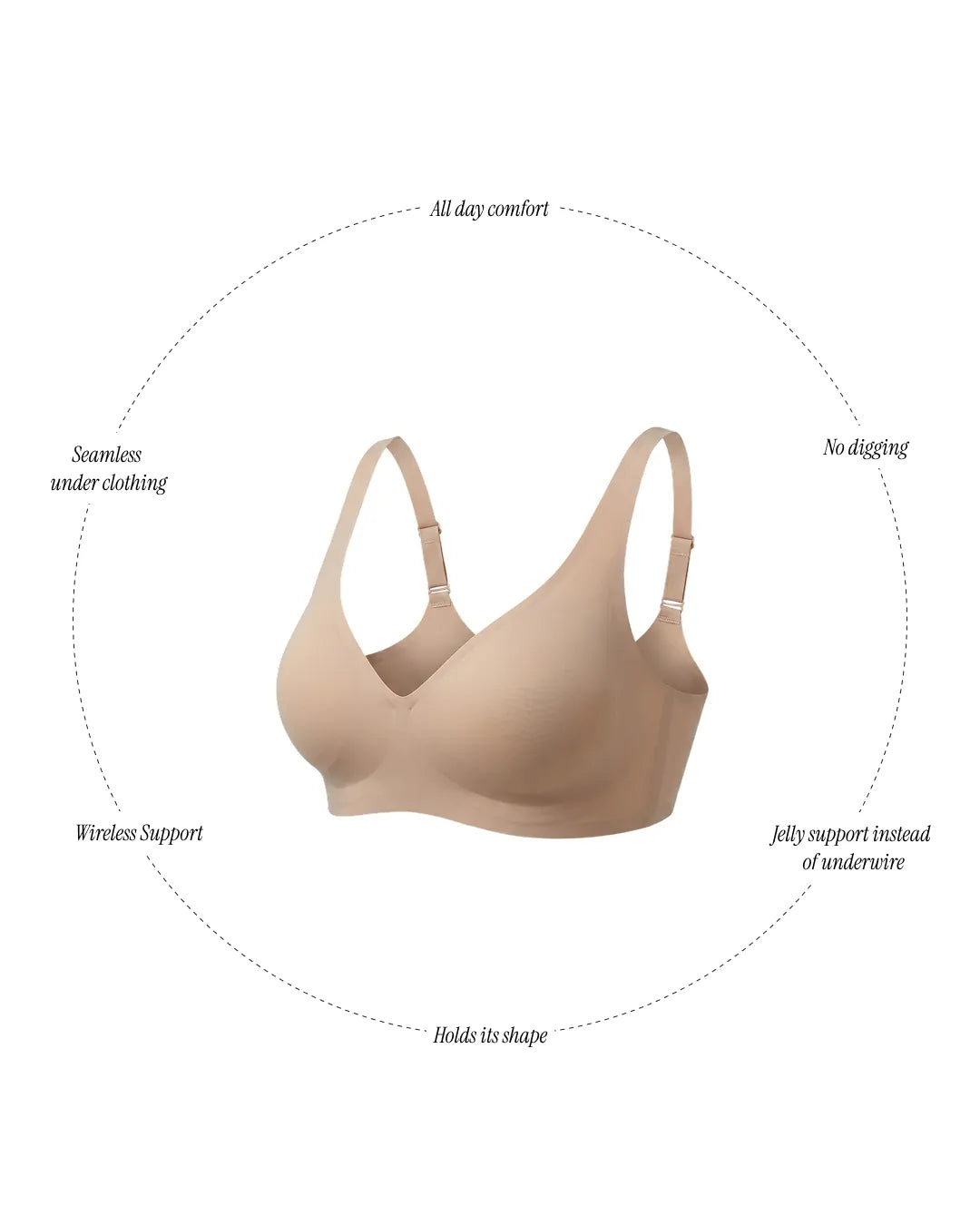 Shaping Wireless Deep-V Push Up Jelly Bra | Beige