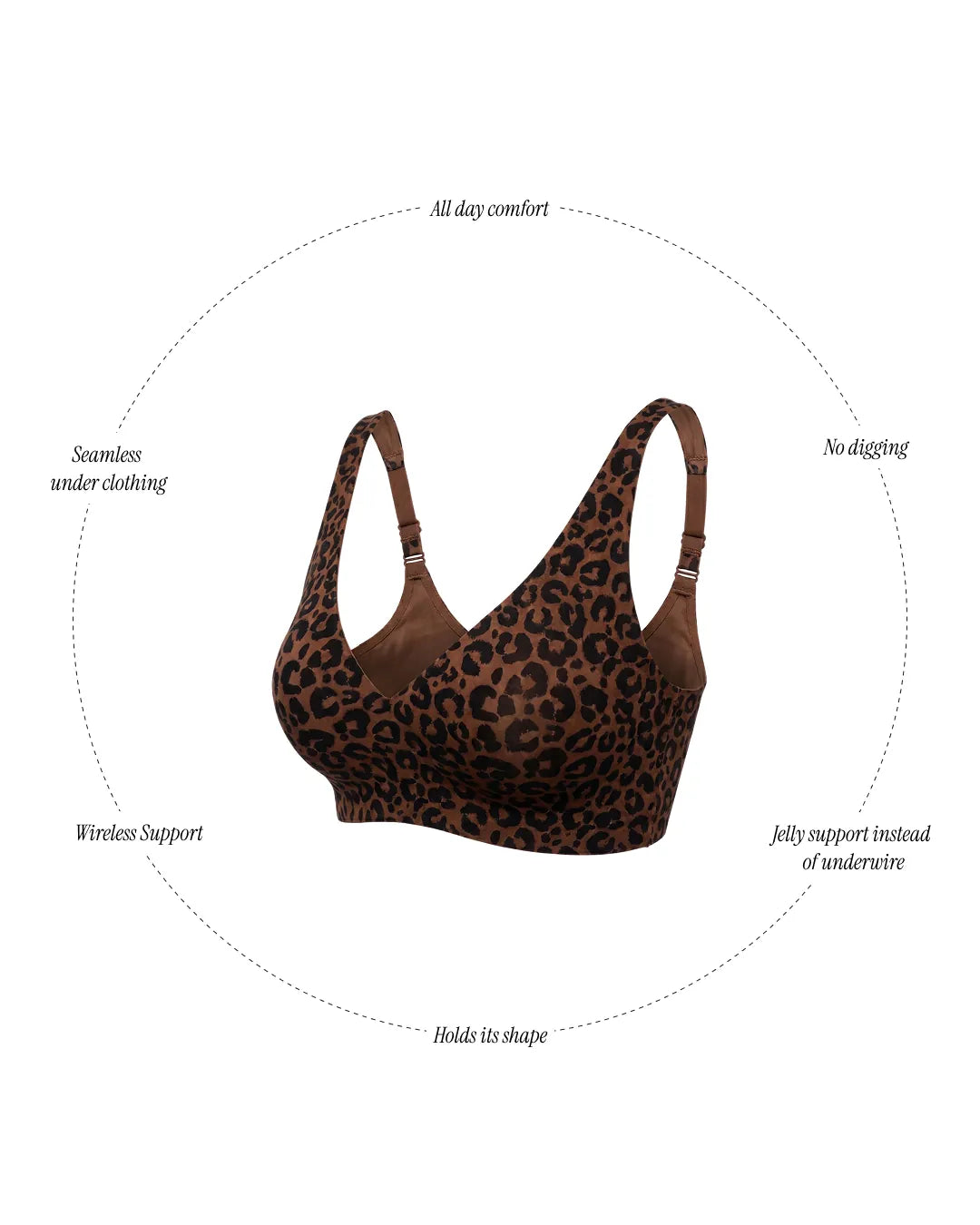Shaping Wireless Deep-V Push Up Jelly Bra | Brown Leopard Print