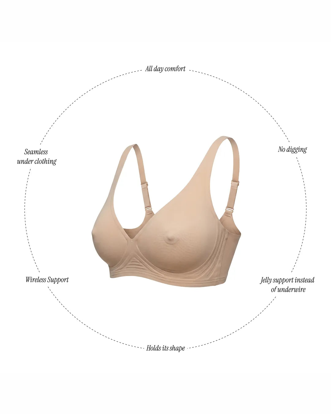 Shaping Wireless Push Up Nipple Jelly Bra | Beige