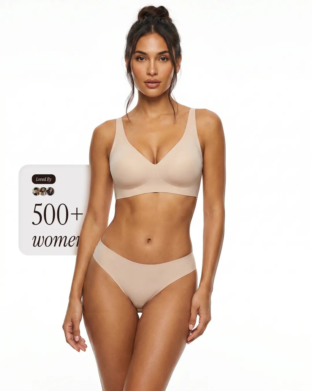 Shaping Wireless Deep-V Push Up Jelly Bra | Beige