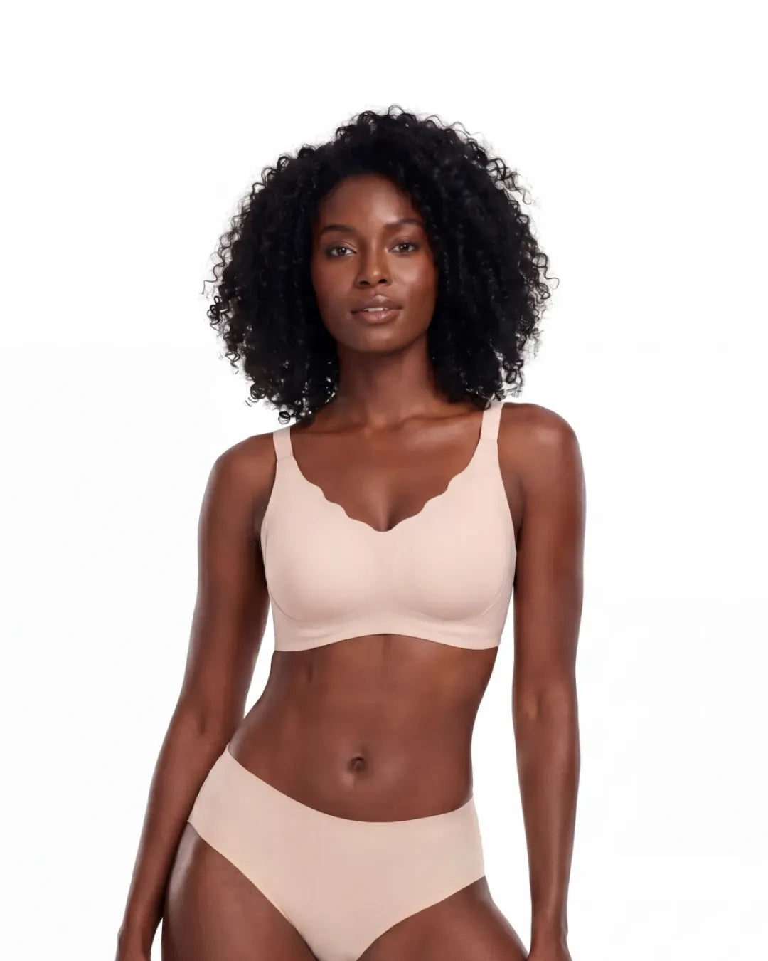 Shaping Wireless Scalloped Jelly Bra | Beige