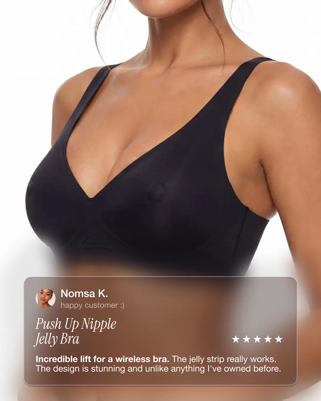 Shaping Wireless Push Up Nipple Jelly Bra | Midnight