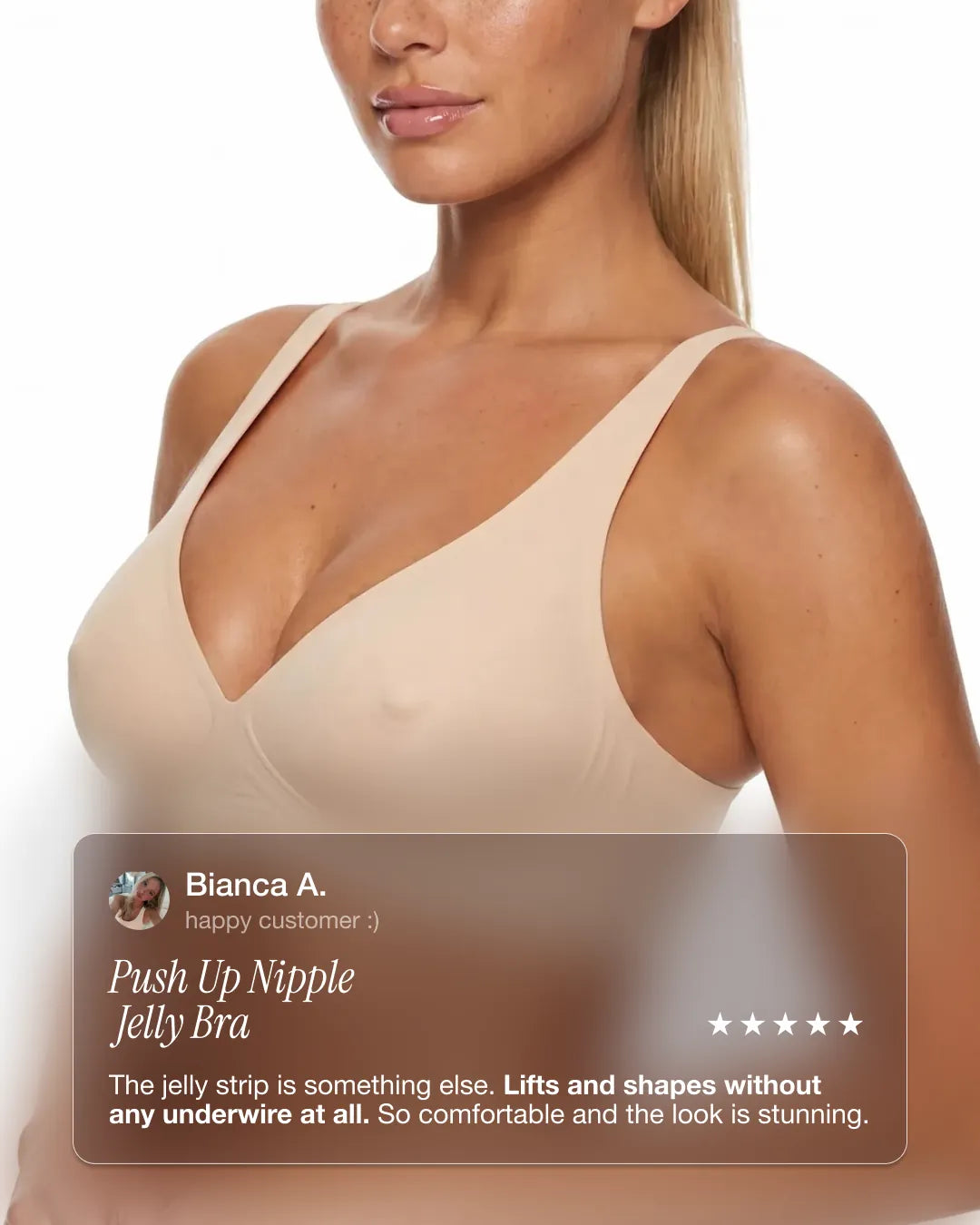 Shaping Wireless Push Up Nipple Jelly Bra | Beige