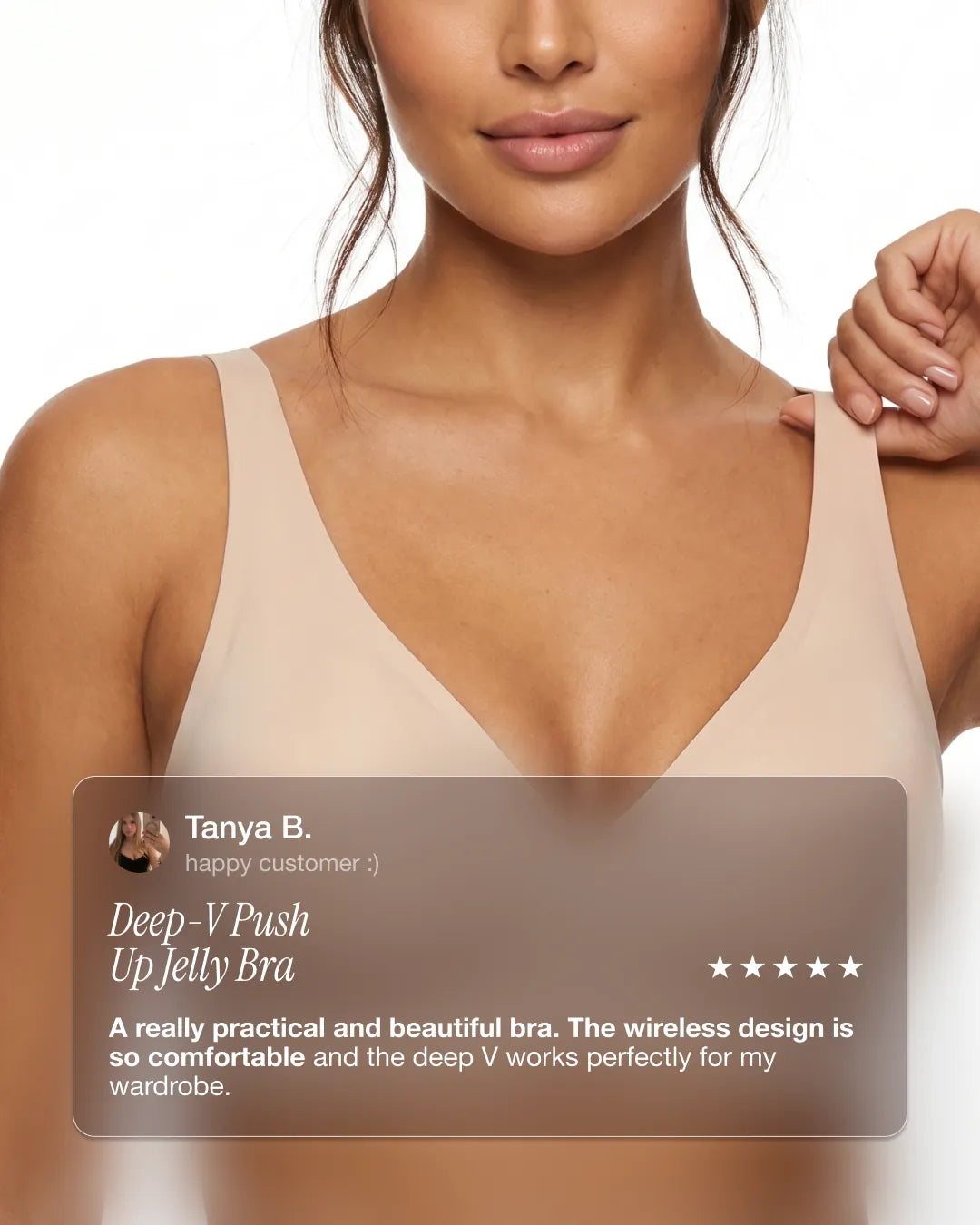 Shaping Wireless Deep-V Push Up Jelly Bra | Beige