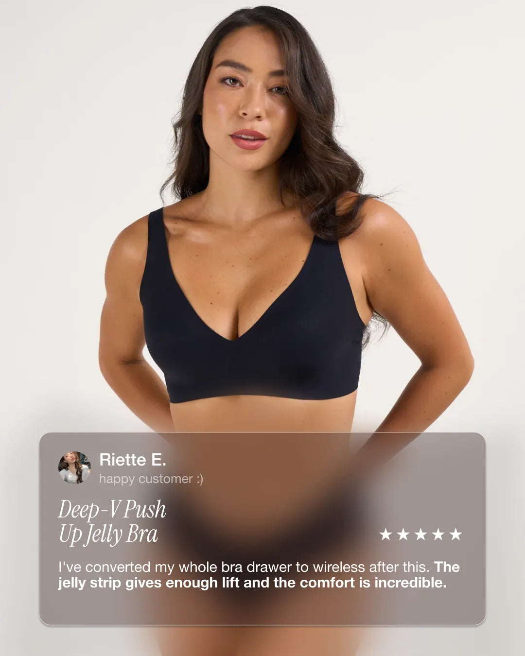 Shaping Wireless Deep-V Push Up Jelly Bra | Midnight