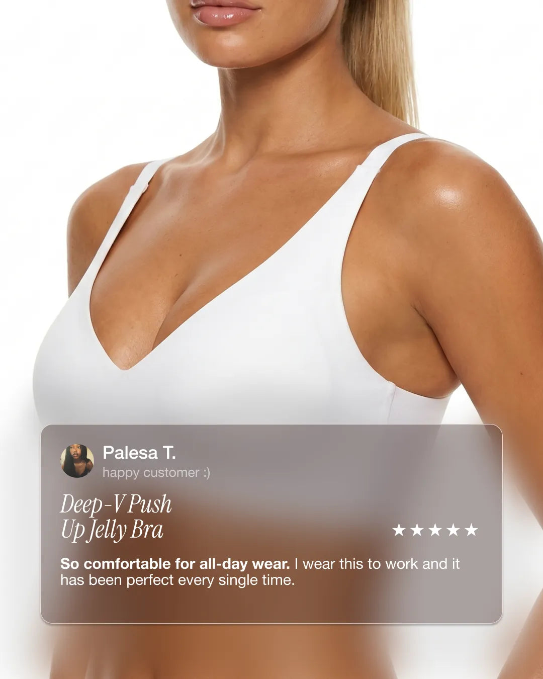 Shaping Wireless Deep-V Push Up Jelly Bra | Pearl