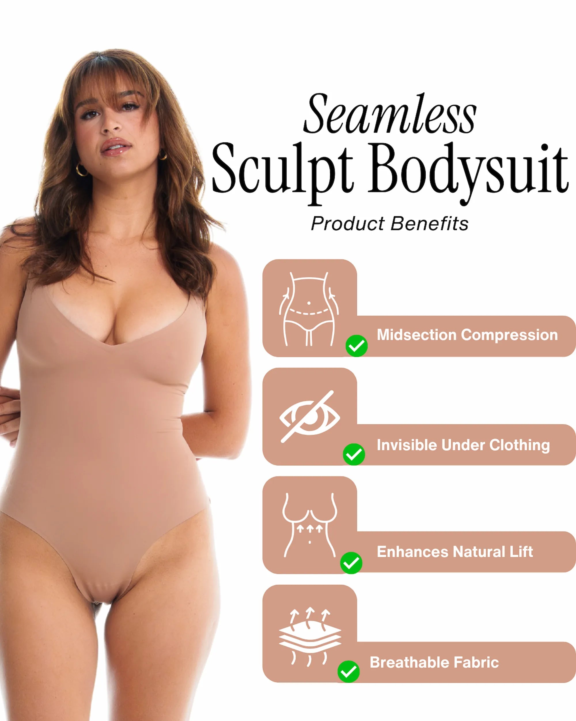 Seamless Sculpt Bodysuit | Almond