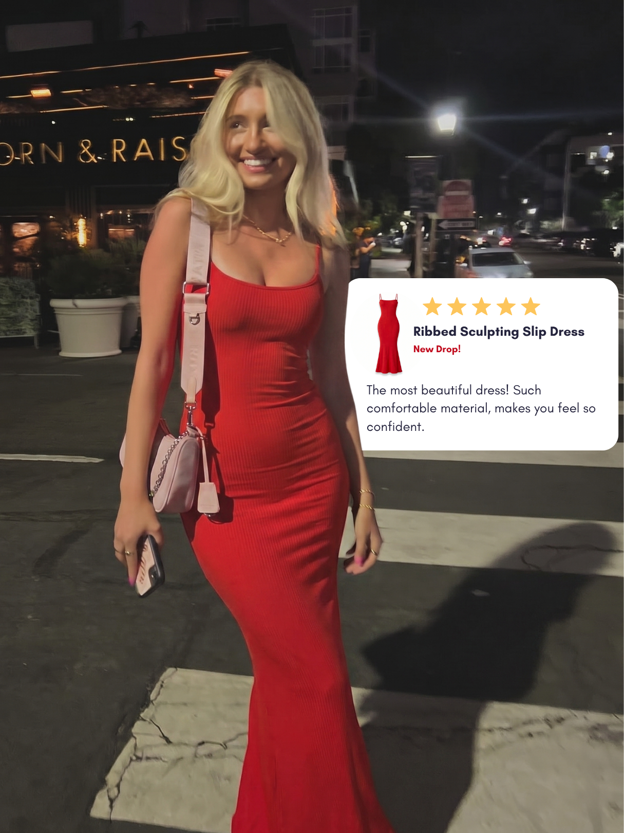 Cherry Ribbed Sculpting Slip Dress