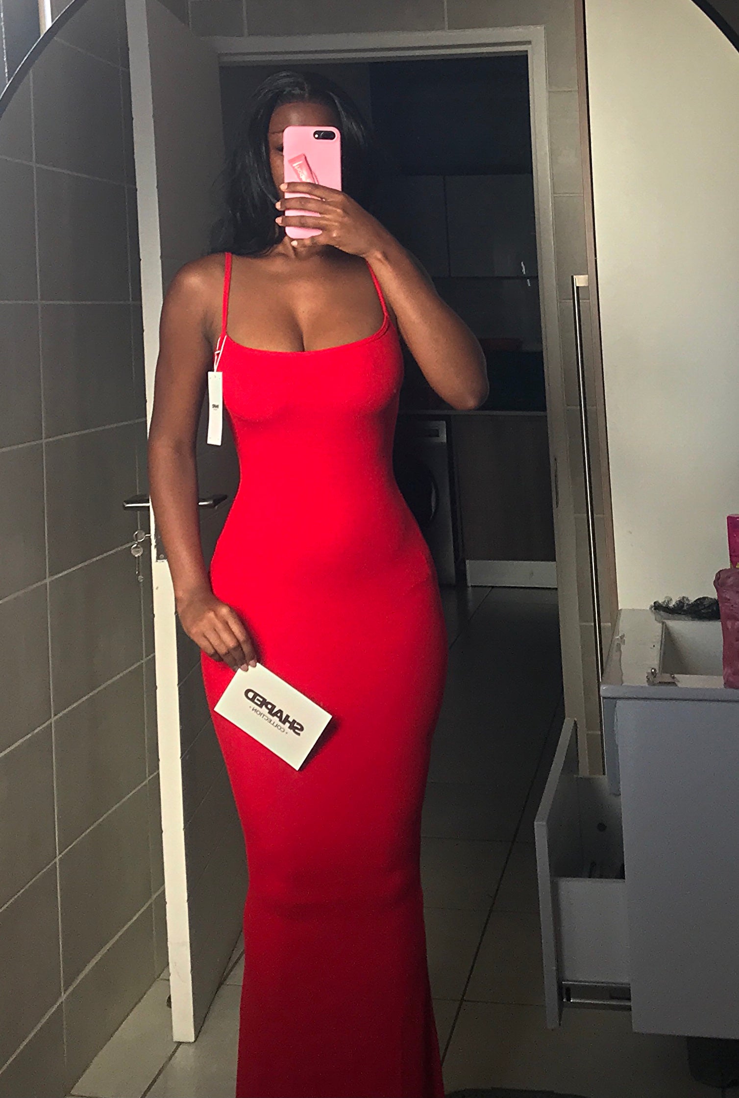 Cherry Ribbed Sculpting Slip Dress