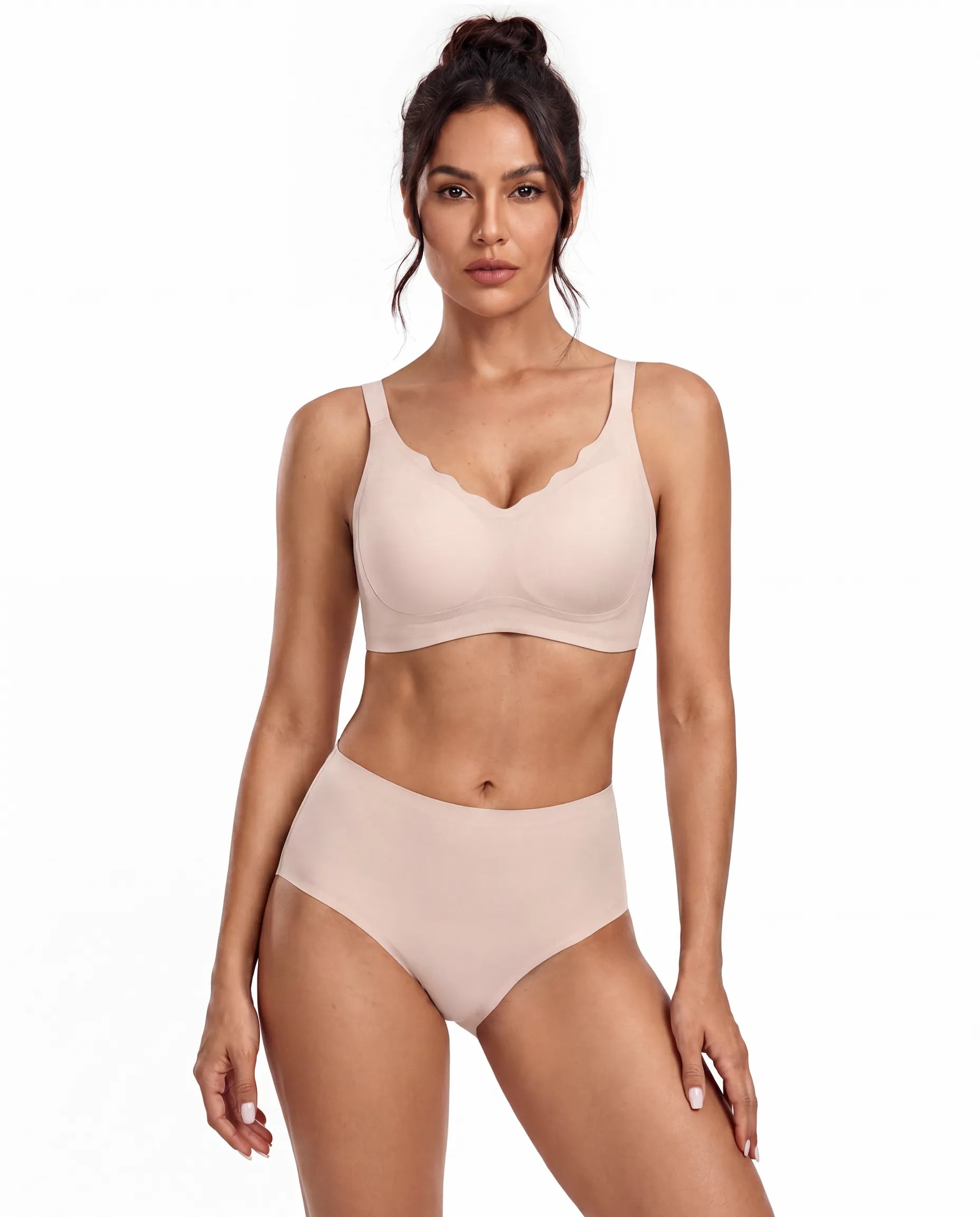 Shaping Wireless Scalloped Jelly Bra | Beige