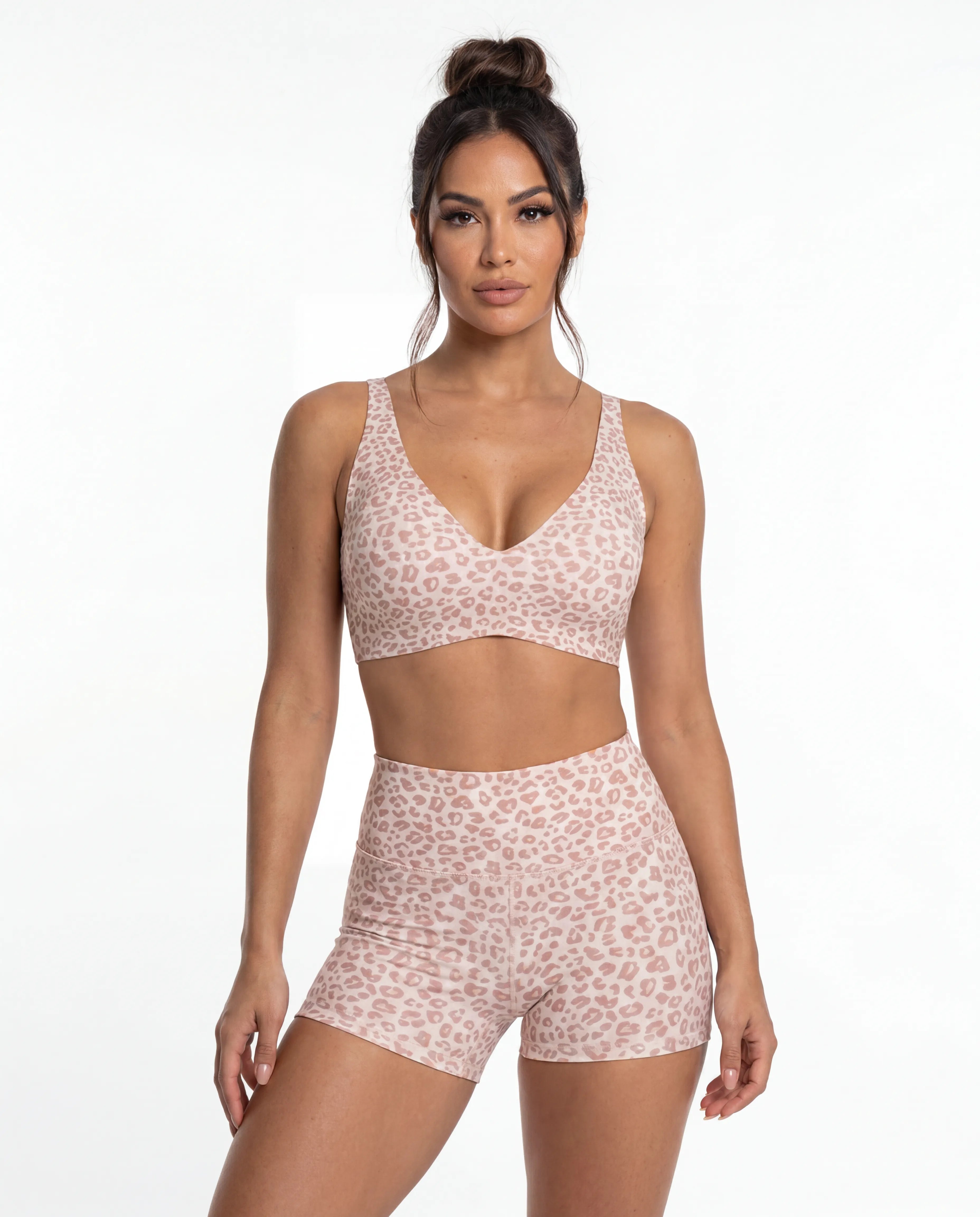 Shaping Wireless Deep-V Push Up Jelly Bra | Pink Leopard Print